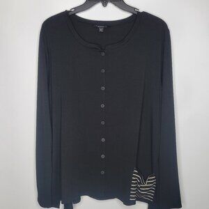 FH Clothing Co Size L Lagenlook Chic Button-down Contrast Pocket Fat Hat